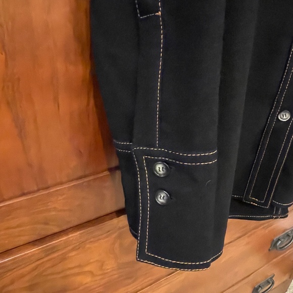 ✨ Nanushka "Ong" Black Contrast Stitch Dagger Collar Shirt ✨ Size Med EUC $467 - Picture 9 of 10